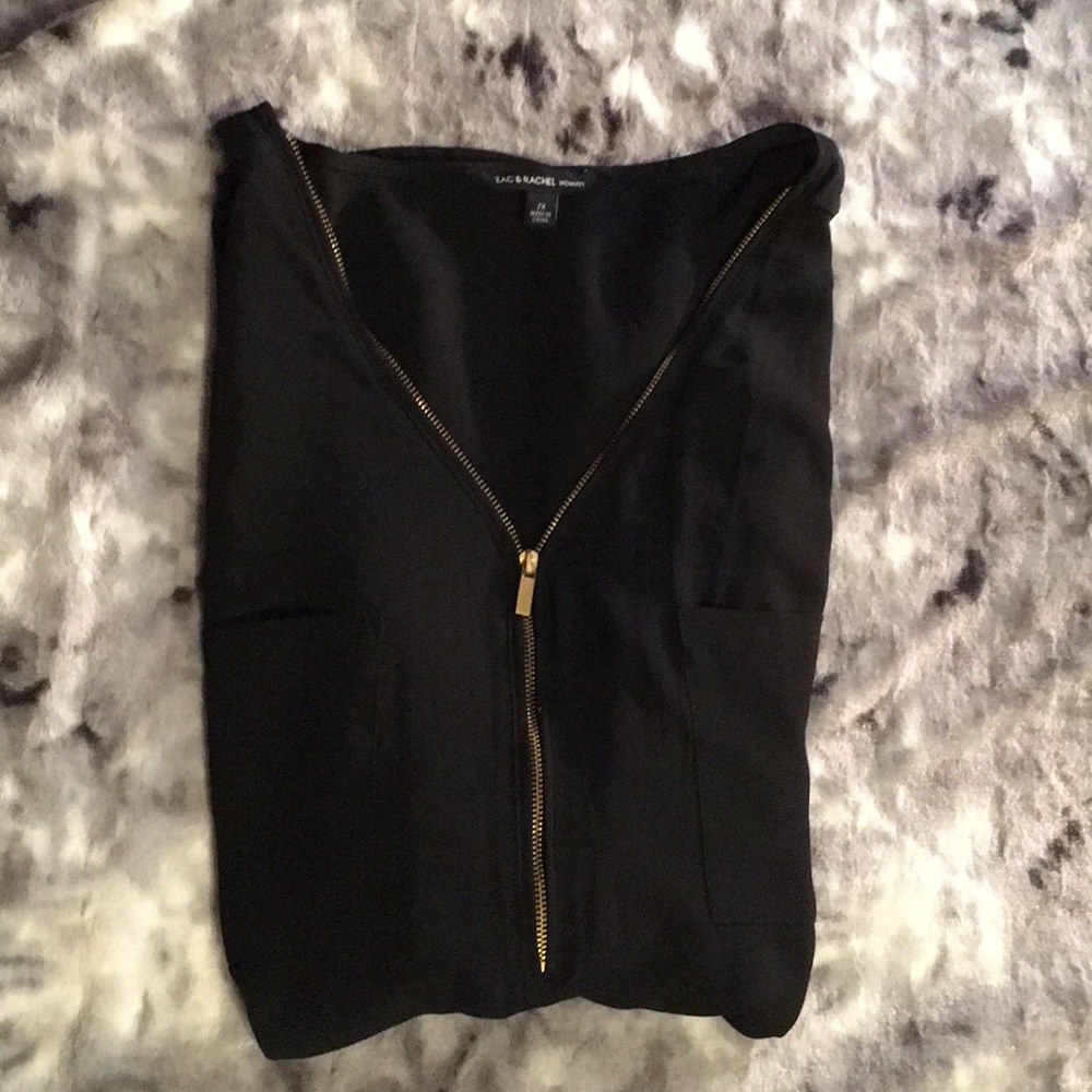 Sheer black blouse with Gold zipper